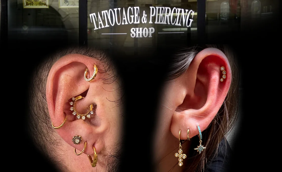 Piercing oreille à Bordeaux : lobe, cartilage, types & cicatrisation | Guide Perce Muraille.